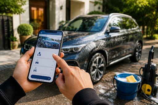 Professional doorstep car wash service at home